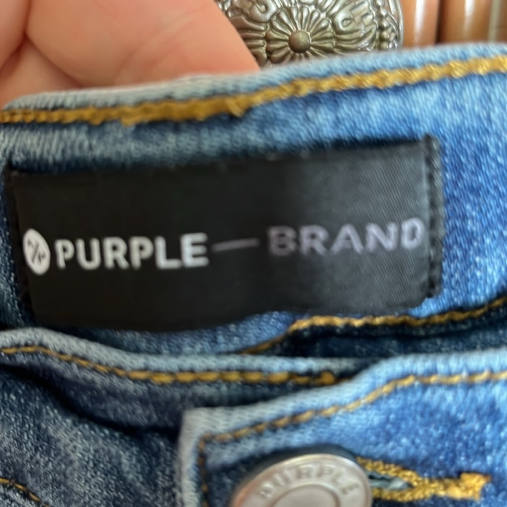 Guys Purple Brand from Bloomingdale’s Medium Blue Ripped Skinny Jeans - Picture 10 of 10